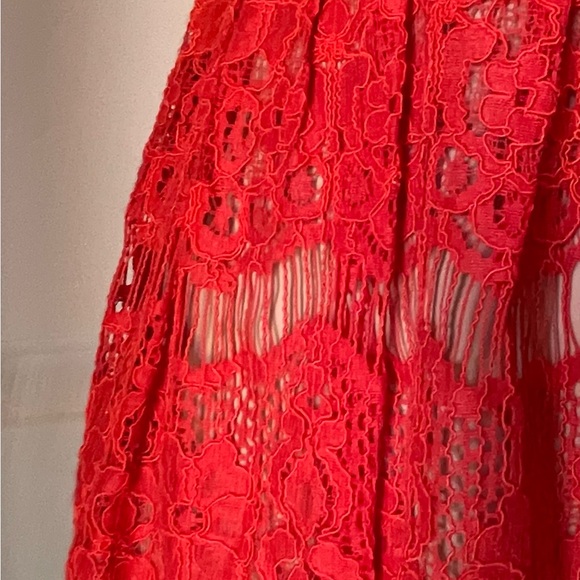Anthropologie Maeve Red Lace Shirt Size M Valentine’s Day romantic pretty - Picture 11 of 11